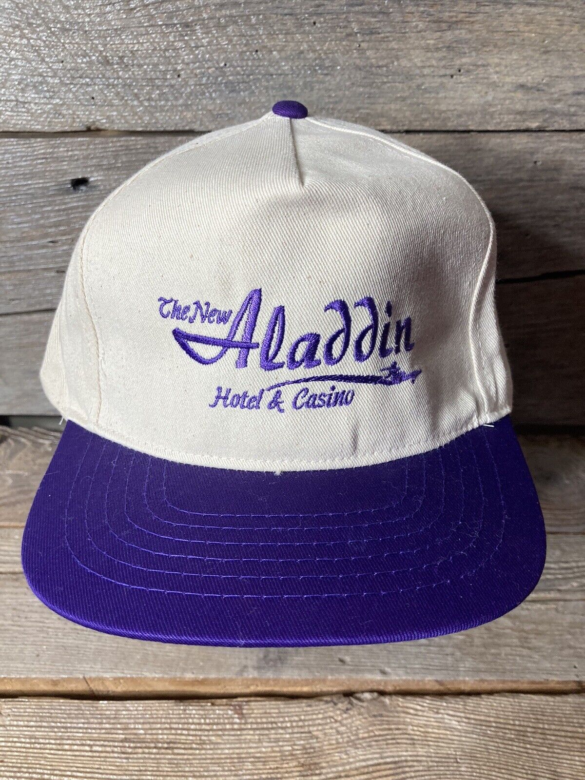 Vtg The New Aladdin Hotel & Casino PROMO Hat Las Vegas Snapback Purple Cap NICE