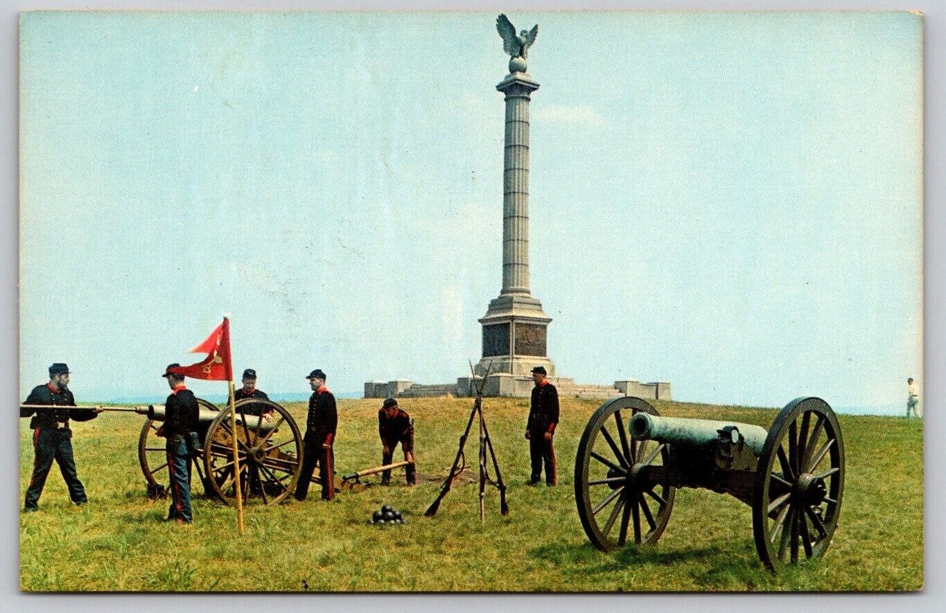 Reenactment Union Gun Crew Firing Captured Confederate Cannon Postcard New York