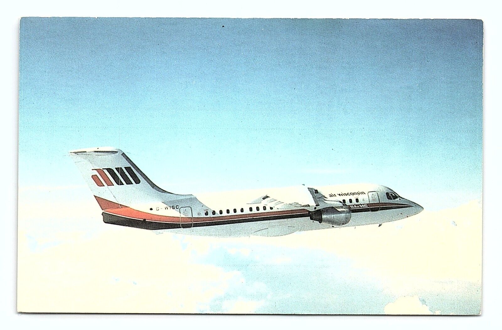 British Aerospace 146 Air Craft Air Wisconsin Vintage Postcard Airline Issued
