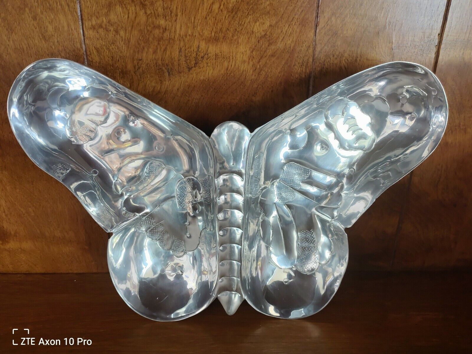Hand Etched Aluminum Butterfly Tray Spring Easter Garden Decor 13 inch Wingspan
