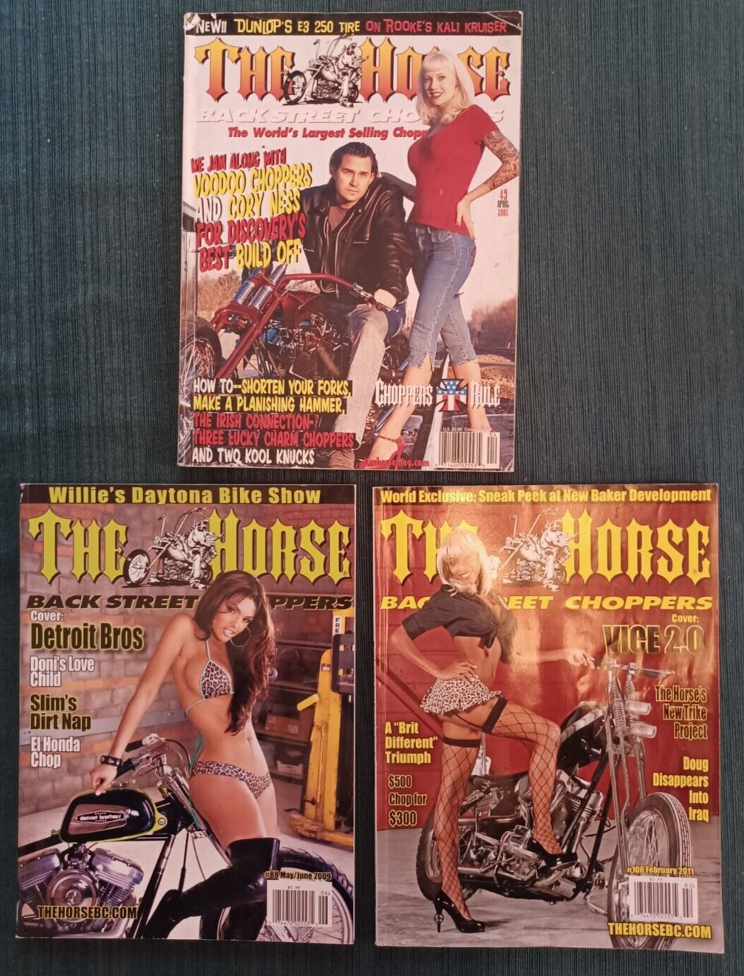 THE HORSE BACKSTREET CHOPPERS MOTORCYCLE MAGAZINES LOT OF 3