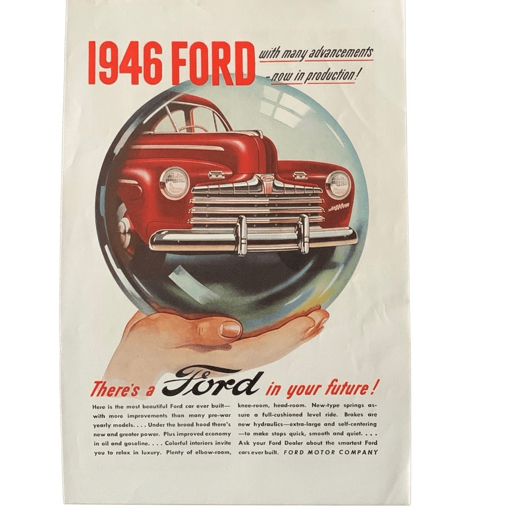 Vintage 1945 Ford many Advancements 1946 Ford Ad Advertisement