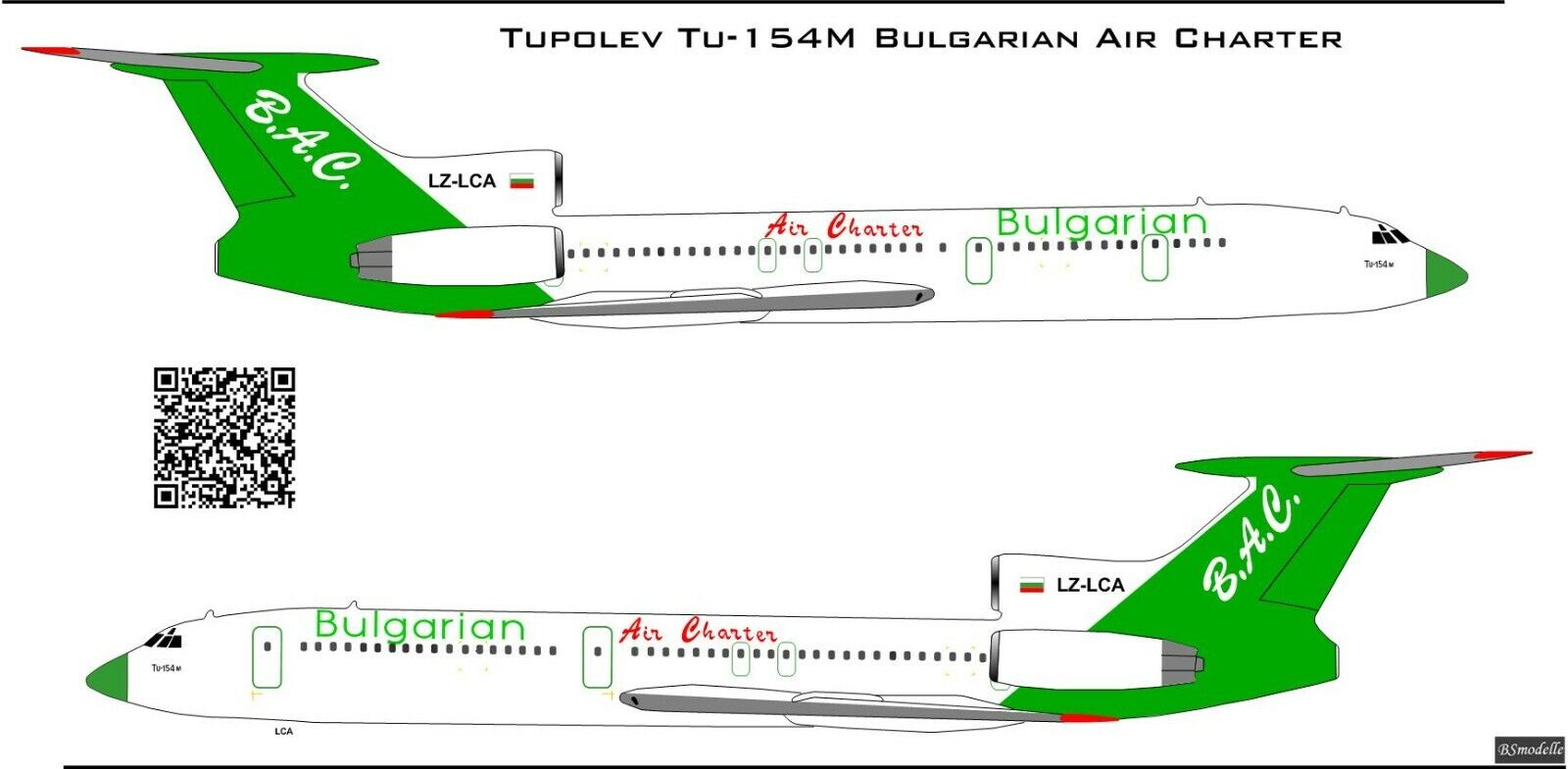 Tupolev Tu-154M Bulgarian Air Charter  decal 1\\144