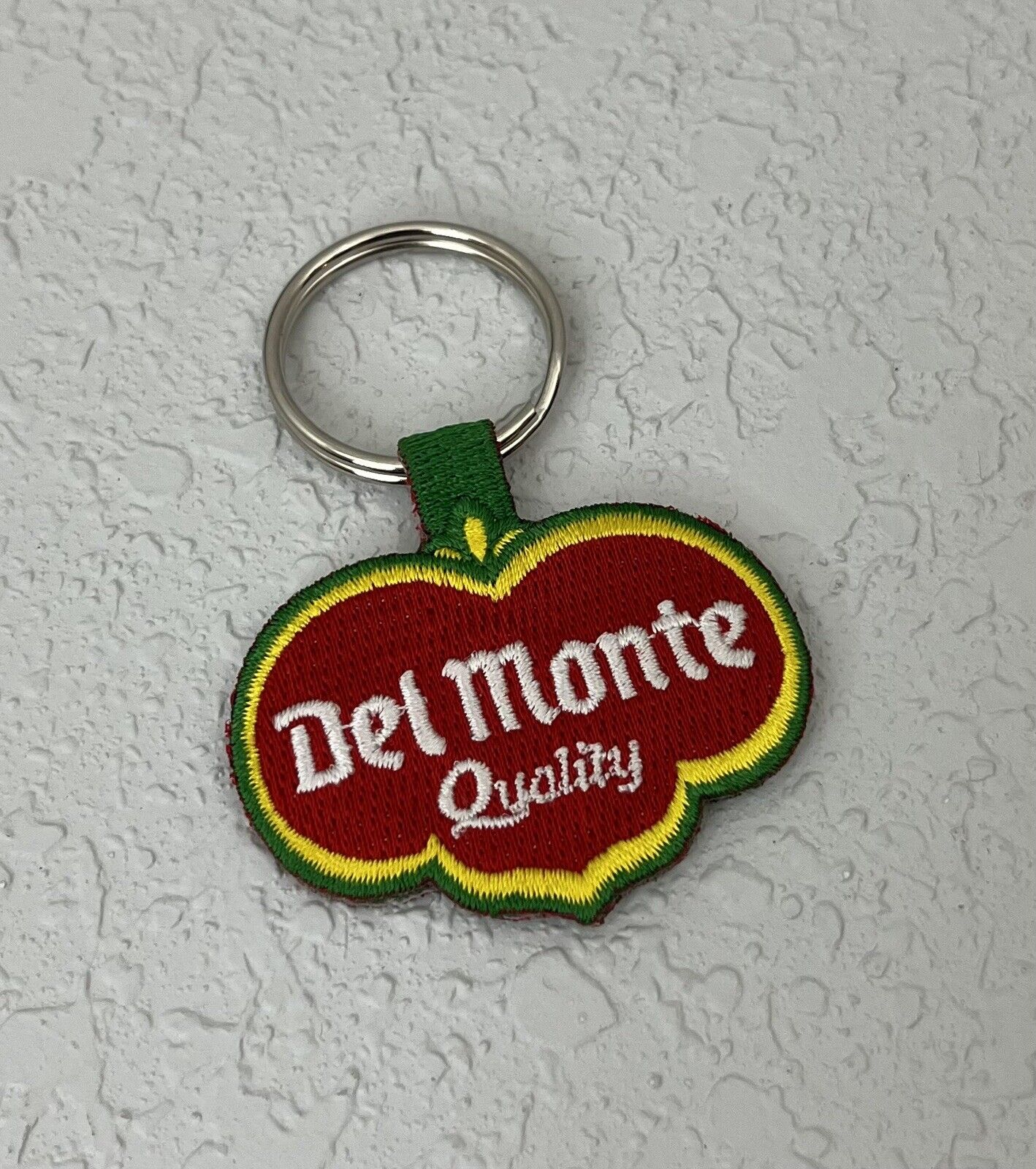 Vintage Del Monte Keychain Quality Fruit Company Advertising Cloth Patch Keyring