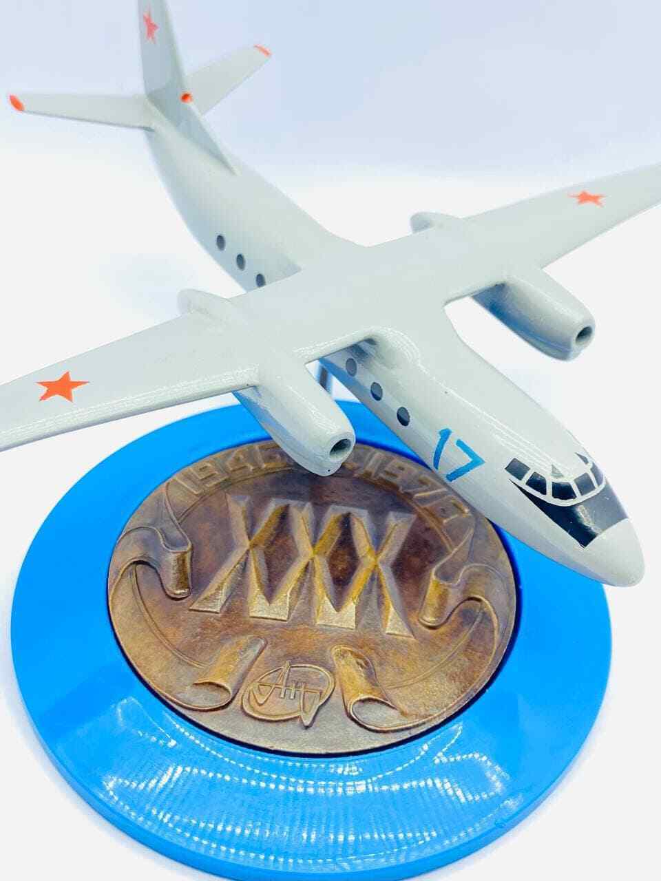 Antonov AN-26 Vintage Airplane Model USSR Table Medal of the Antonov Plant RARE