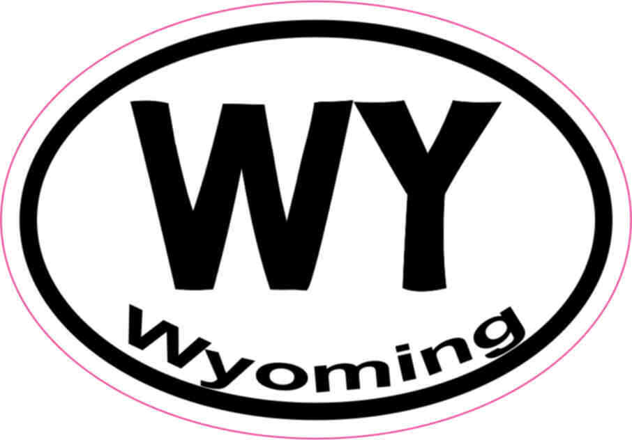 3 X 2 Oval WY Wyoming Sticker Vinyl State Vehicle Window Stickers Bumper Decal