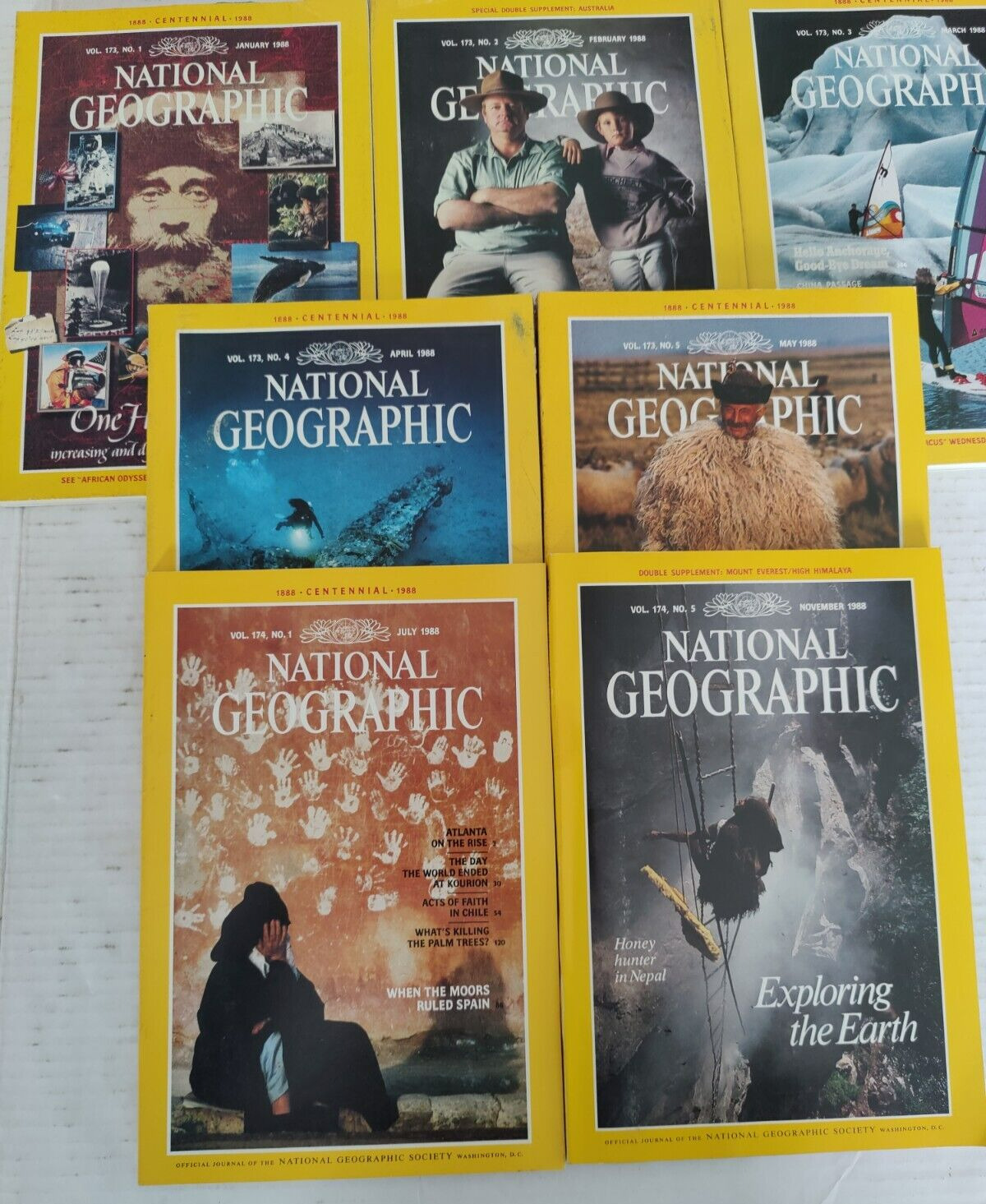 1988 National Geographic Magazine Lot Of 7