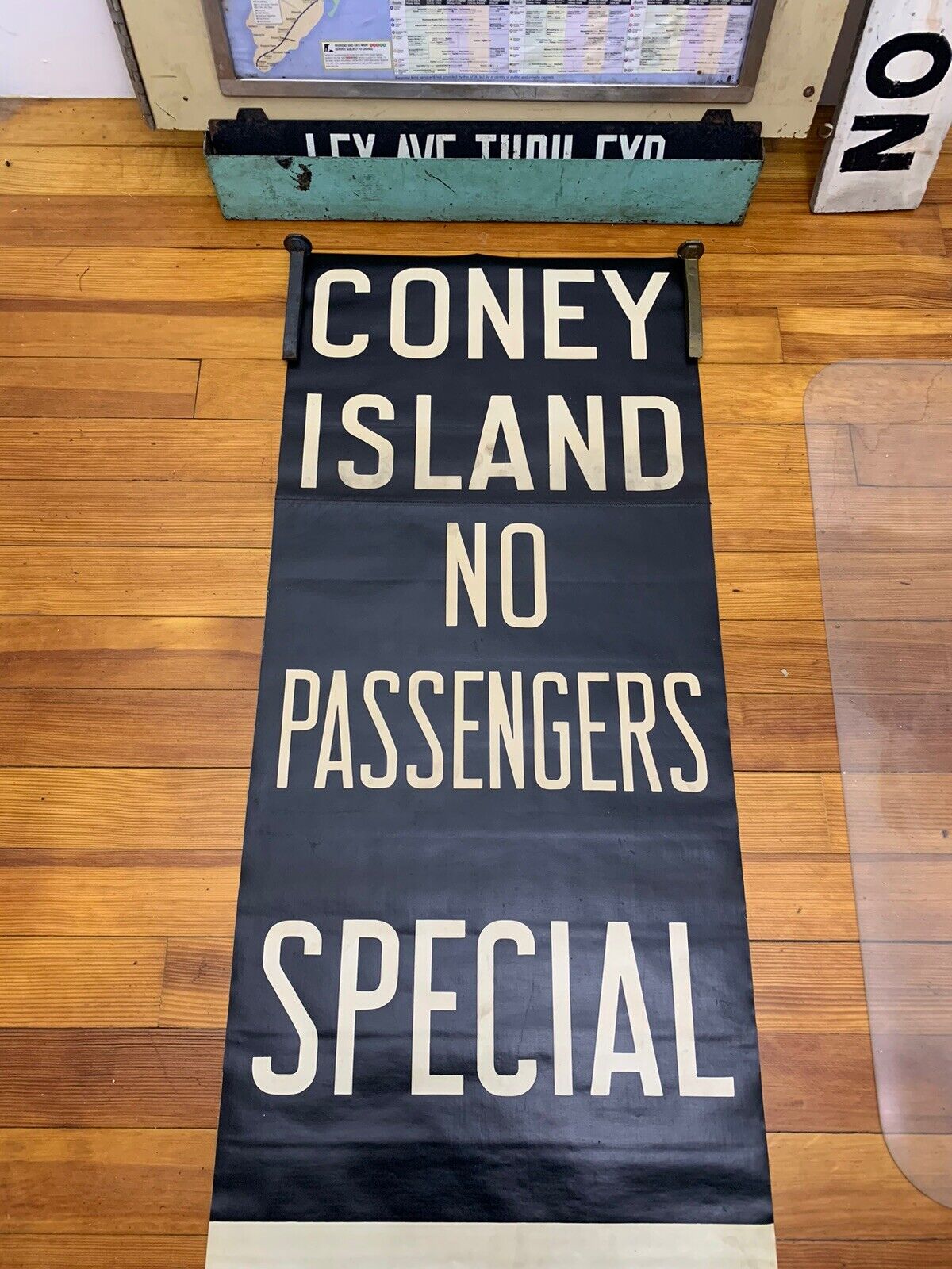 NYC SUBWAY ROLL SIGN NO PASSENGERS SPECIAL CONEY ISLAND BROOKLYN BOARDWALK OCEAN