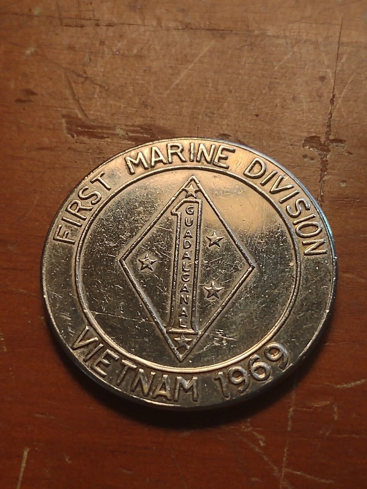 Vintage 1969 First Marine Division \'Guadalcanal\' Vietnam, USMC Challenge Coin