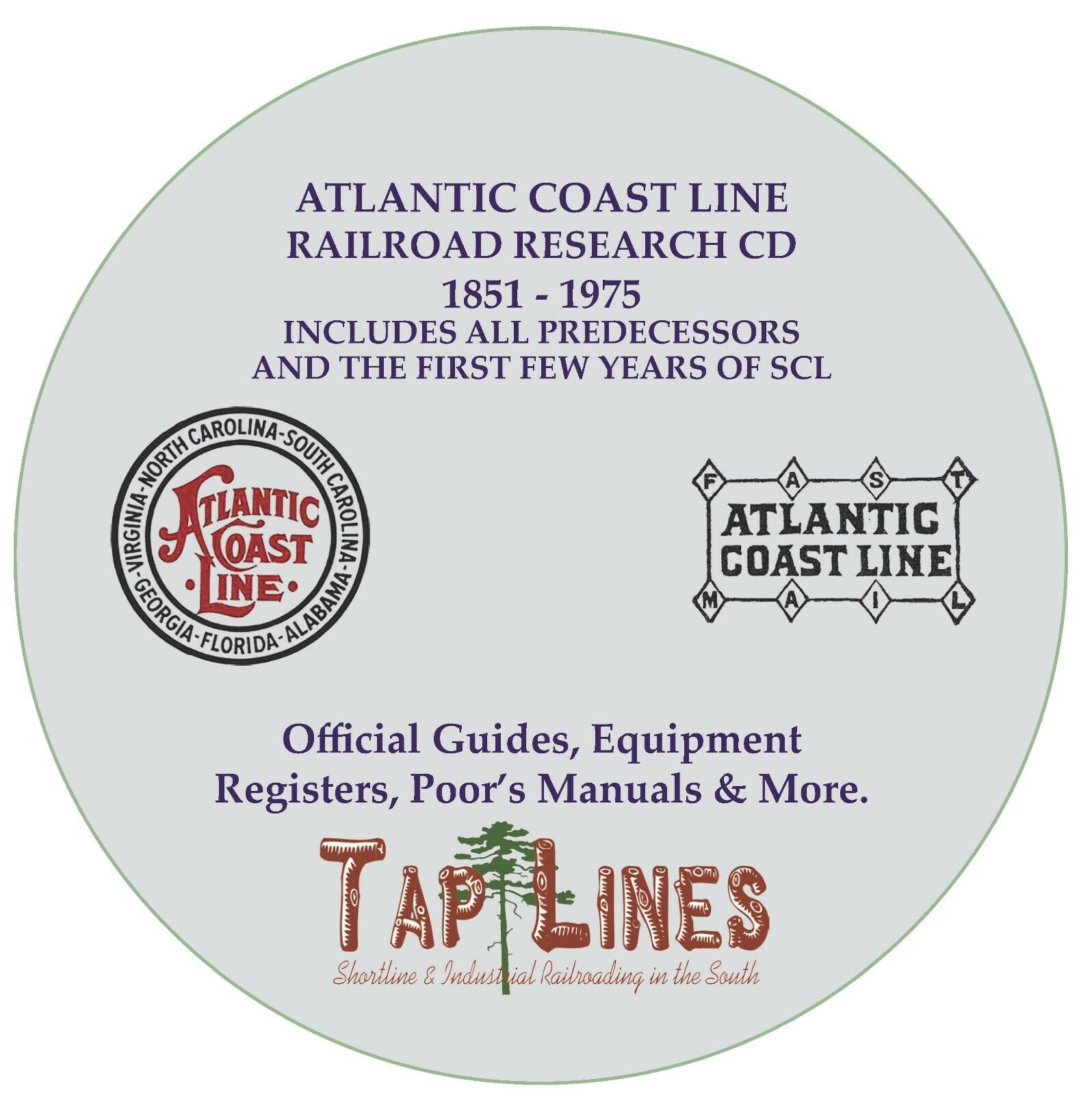 ATLANTIC COAST LINE & PREDECESSORS HISTORICAL RESEARCH SCANNED TO DVD 