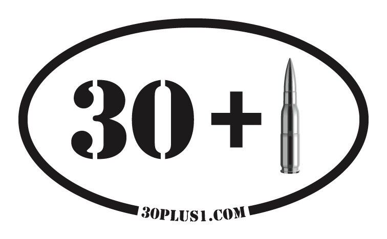 30+1 (30plus1) PRO GUNS, NRA, & 2nd Amendment Decal / Window / Bumper Sticker