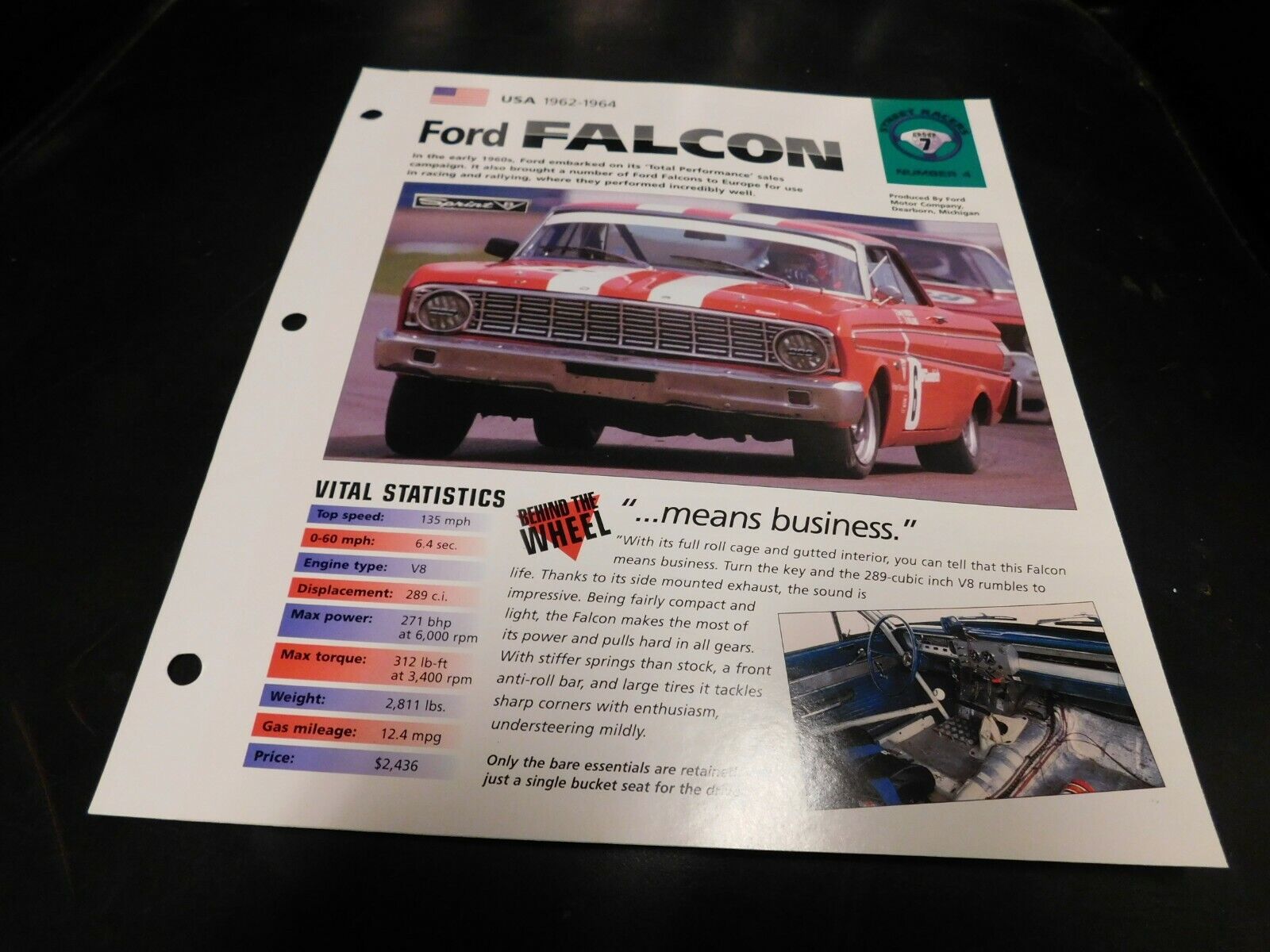 1962-1964 Ford Falcon Spec Sheet Brochure Photo Poster 1963
