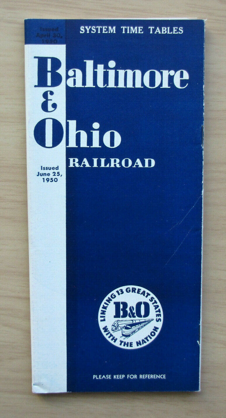 B&O BALTIMORE & OHIO Public Timetable:  6/25/50 System