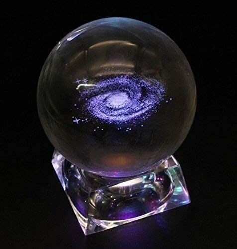  3D Model of Galaxy Crystal Ball, with Led Lamp Stand, Planets Glass Ball, 6 