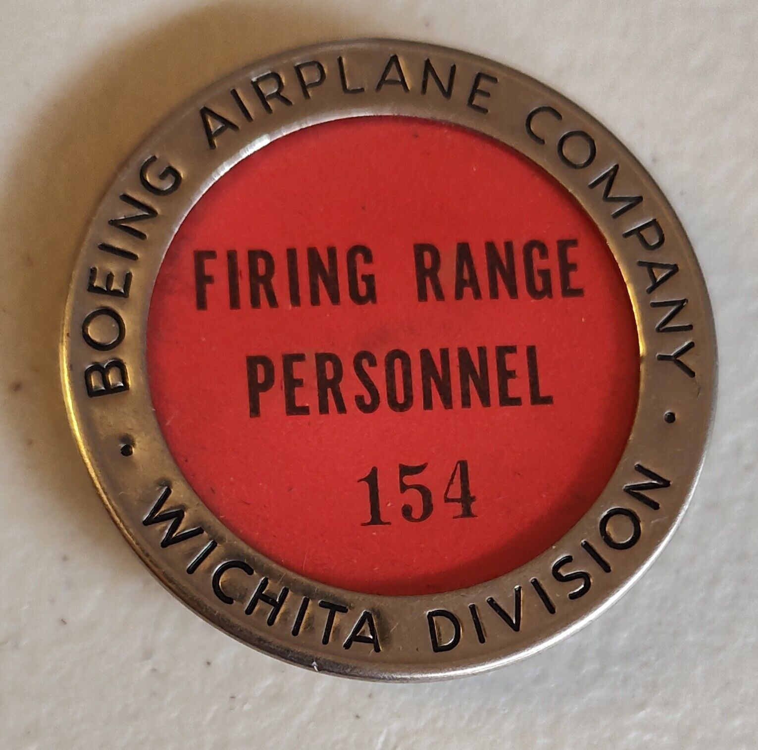 Vintage Boeing Aircraft Company - Wichita Div. firing range employee ID badge
