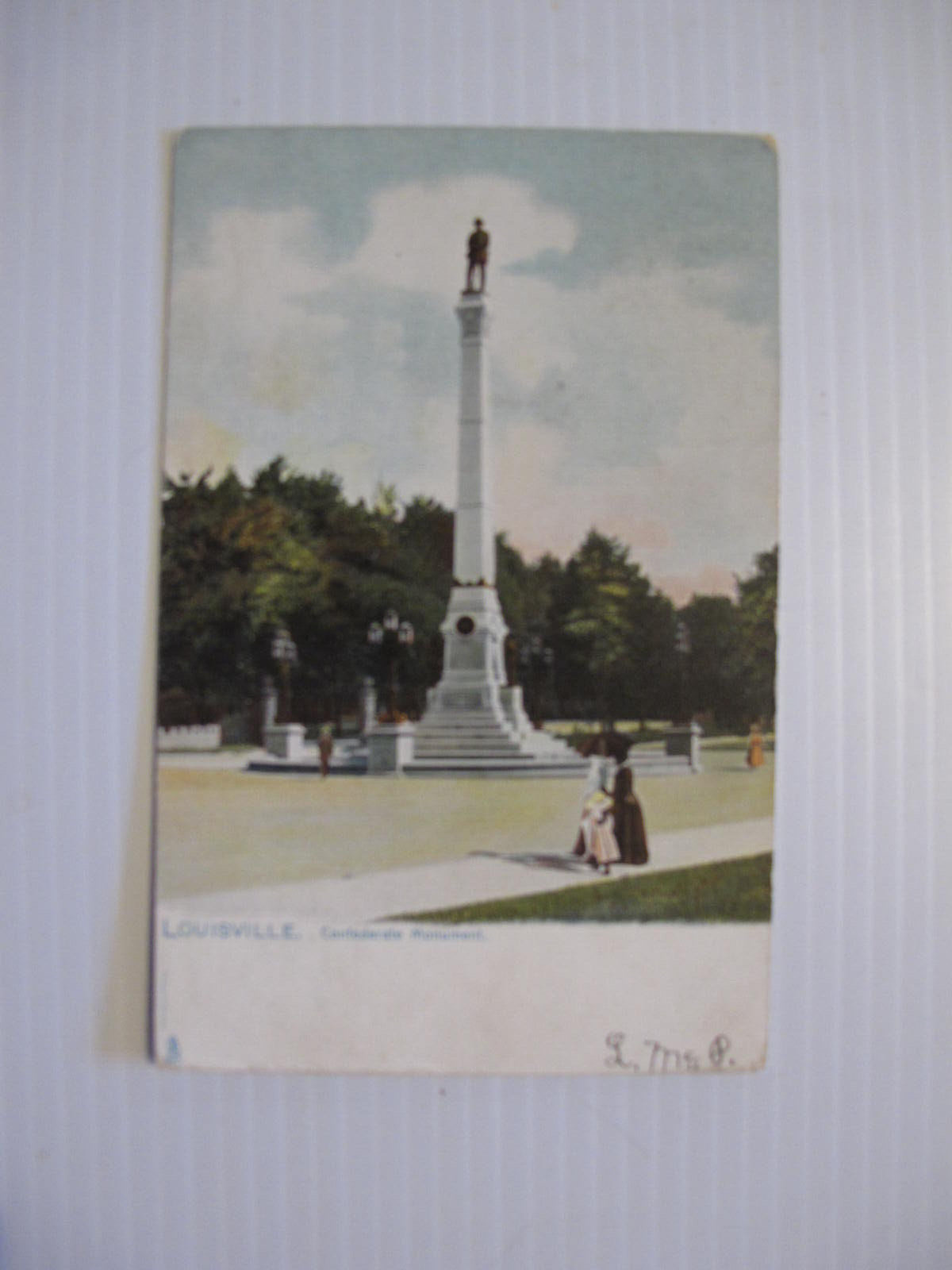 OLD POSTCARD: CONFEDERATE MONUMENT, LOUISVILLE, KY. CSA. POSTMARKED 1905