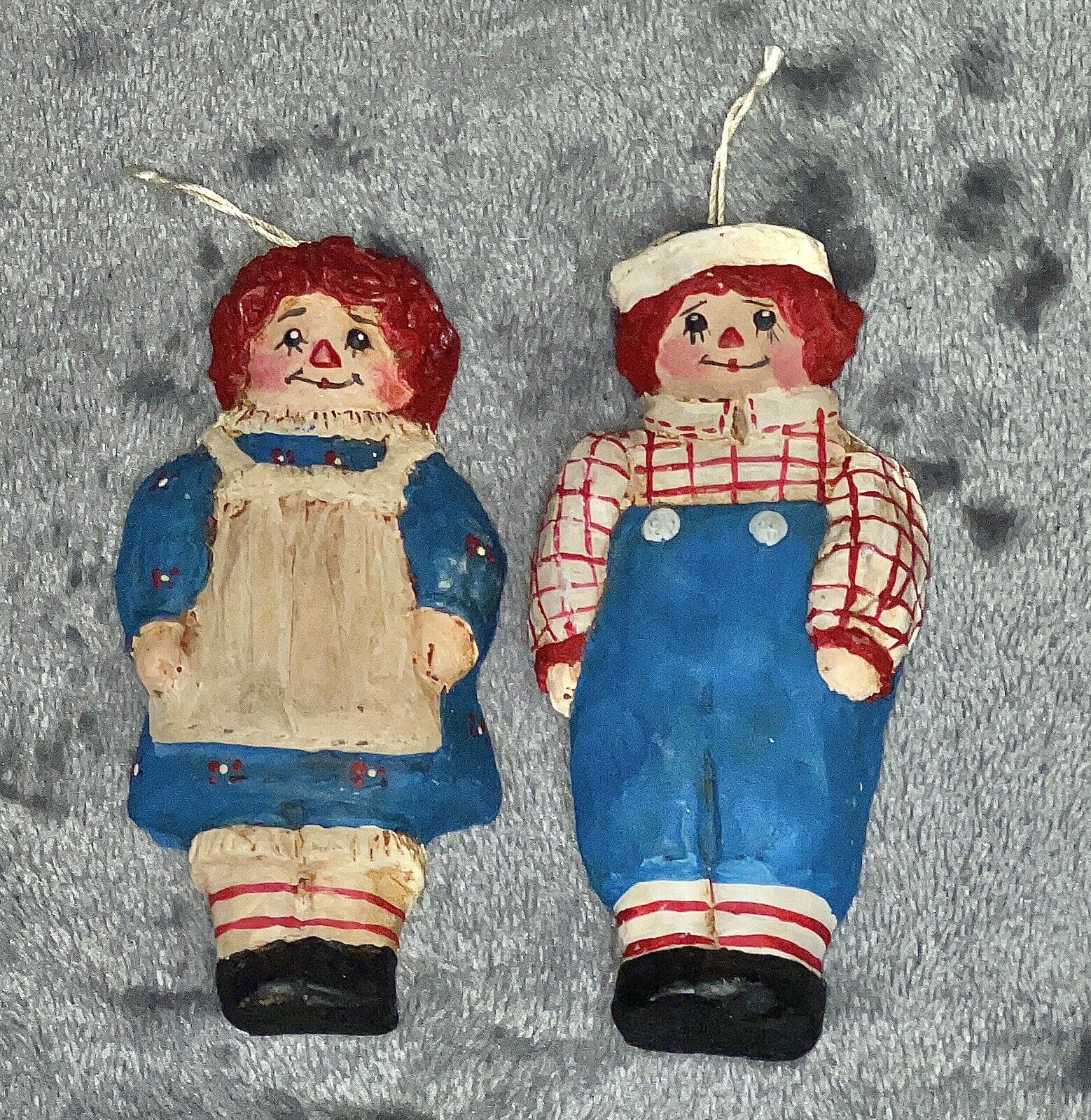 1983 Tole’n Haus Heirloom Collection Doris Williams Raggedy Ann Andy Ornaments
