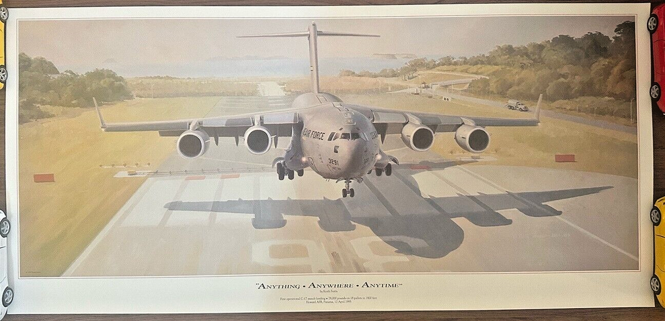 Air Force Art Poster Print C-17 Anything Anywhere Anytime Aircraft Airplane Cool