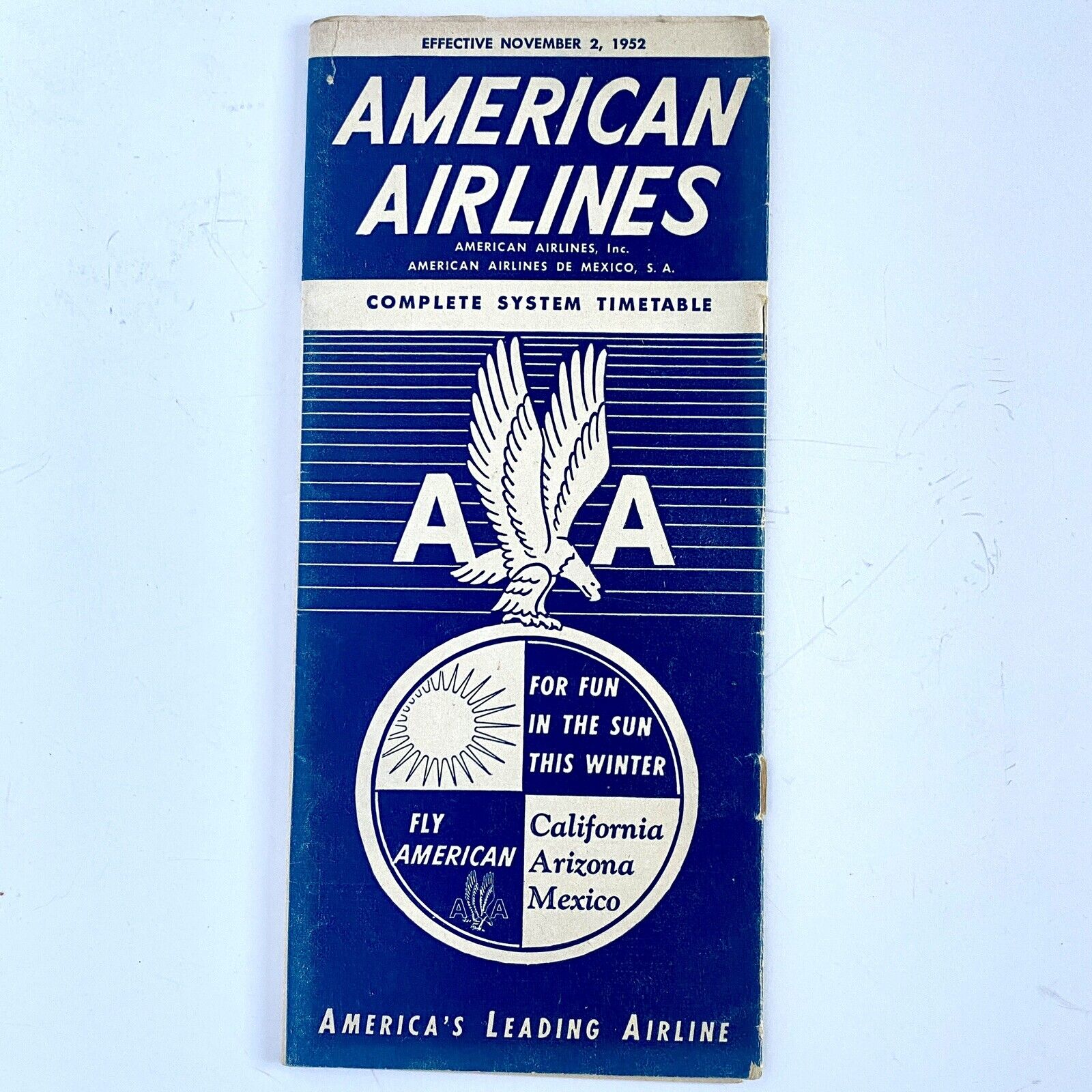 1950s American Airlines Complete System Timetable Incl United States Mexico Vtg