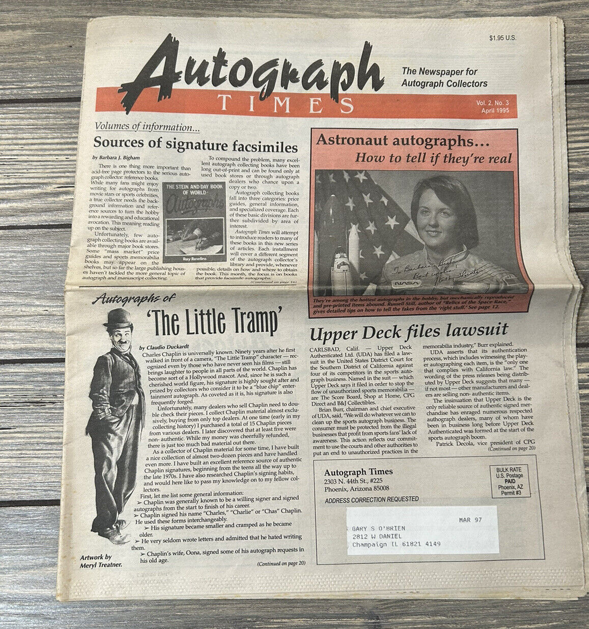 Vintage April 1995 Autograph Times Newspaper Astronaut Autographs