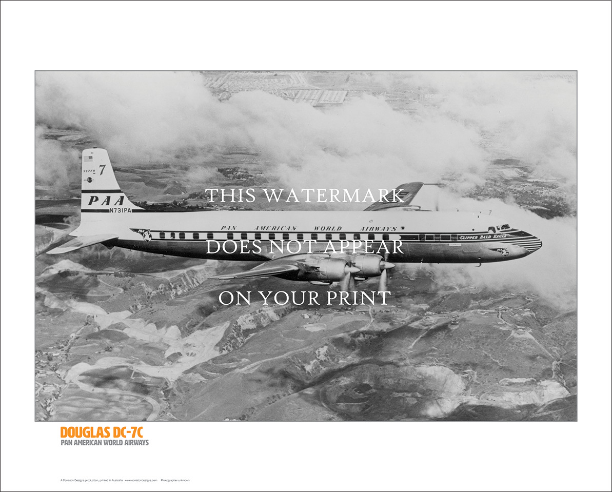 Pan Am Douglas DC-7C Art Print – 1950s Seven Seas Aerial – 20\