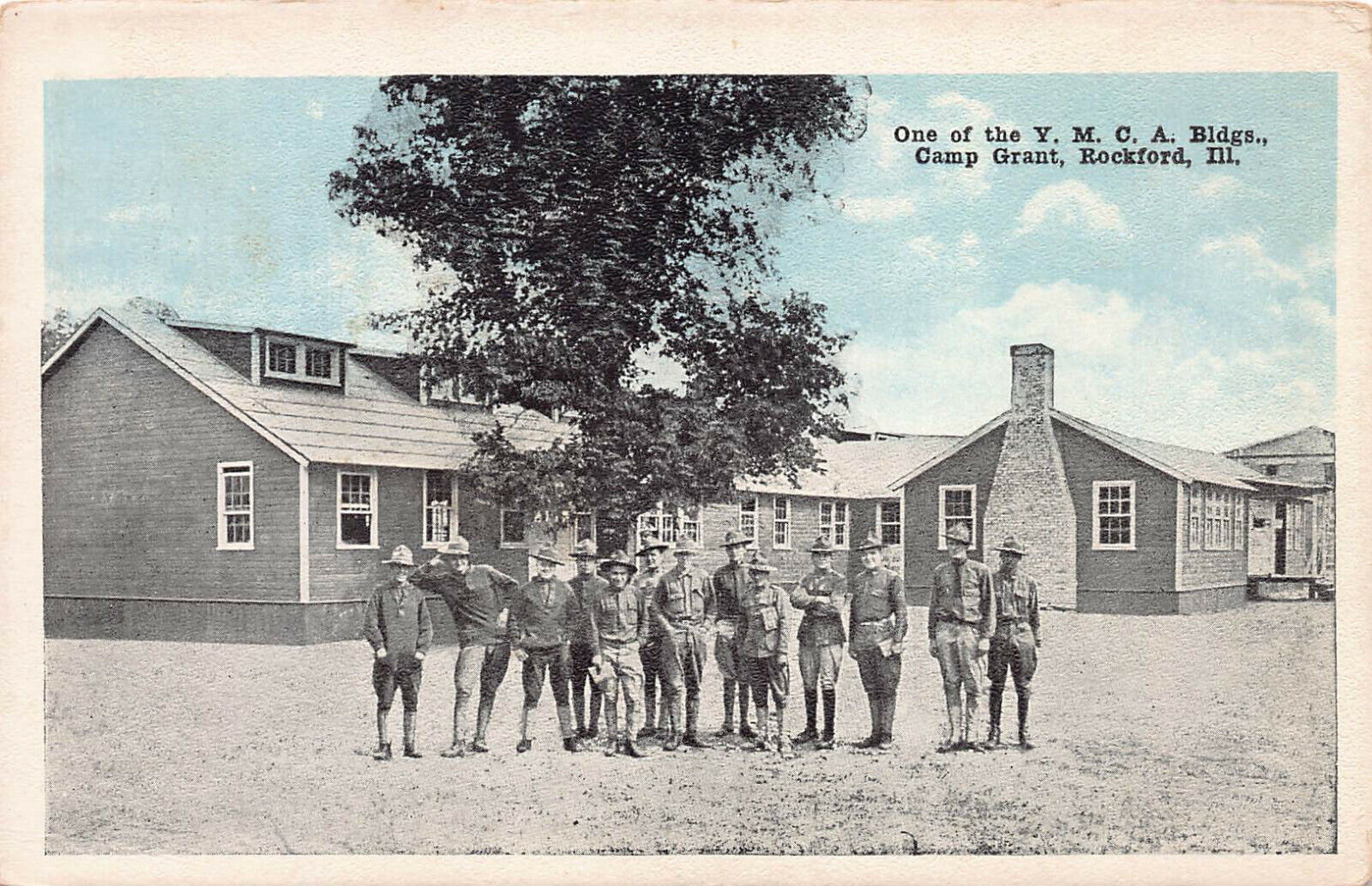 Y.M.C.A. Building, Camp Grant, Rockford, IL,  World War I Era Postcard, unused