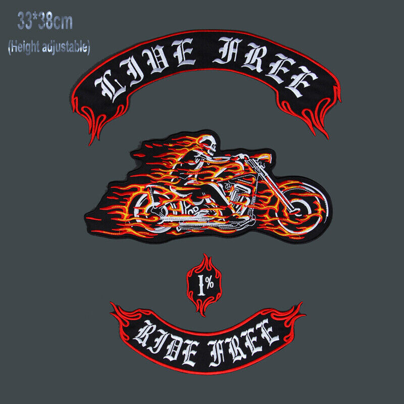 Huge Ride With Flame 12\'\' Inches  Embroidery Patches MC RIDE FREE Motorcycle