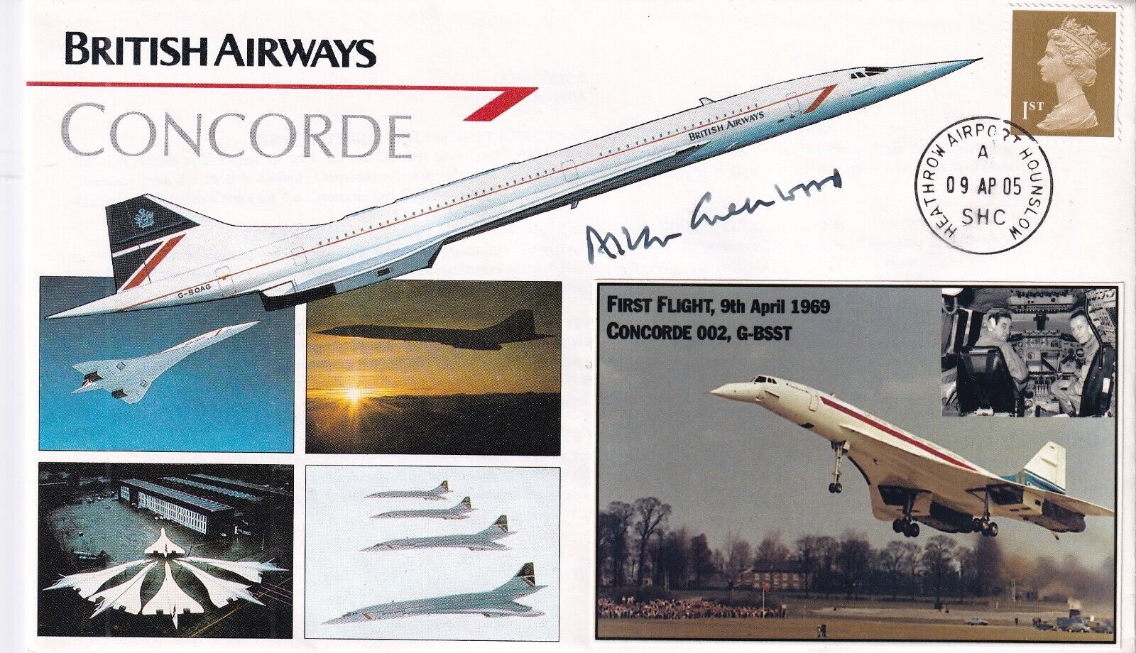 BA Concorde 36 Anniv first Flight 9th April 1969 Concorde 002 Signed A Greenwood