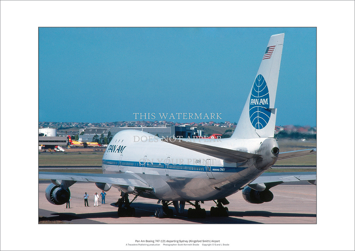Pan Am Boeing 747-121 A3 Art Print – Sydney Airport – 42 x 29 cm Poster