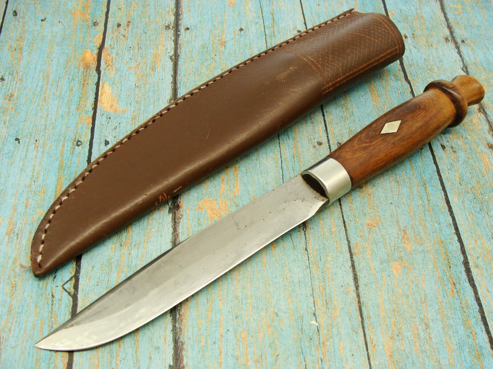 BIG VINTAGE ENGLISH THISTLE TOP WOOD HUNTING FIGHTING BOWIE KNIFE BRITISH KNIVES