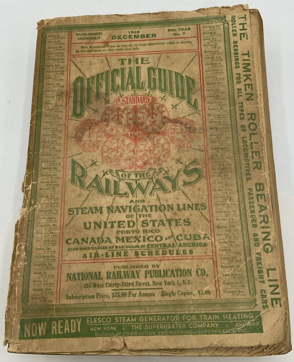 December 1949 Official Guide Railway Steam Navigation Lines Maps Timetable