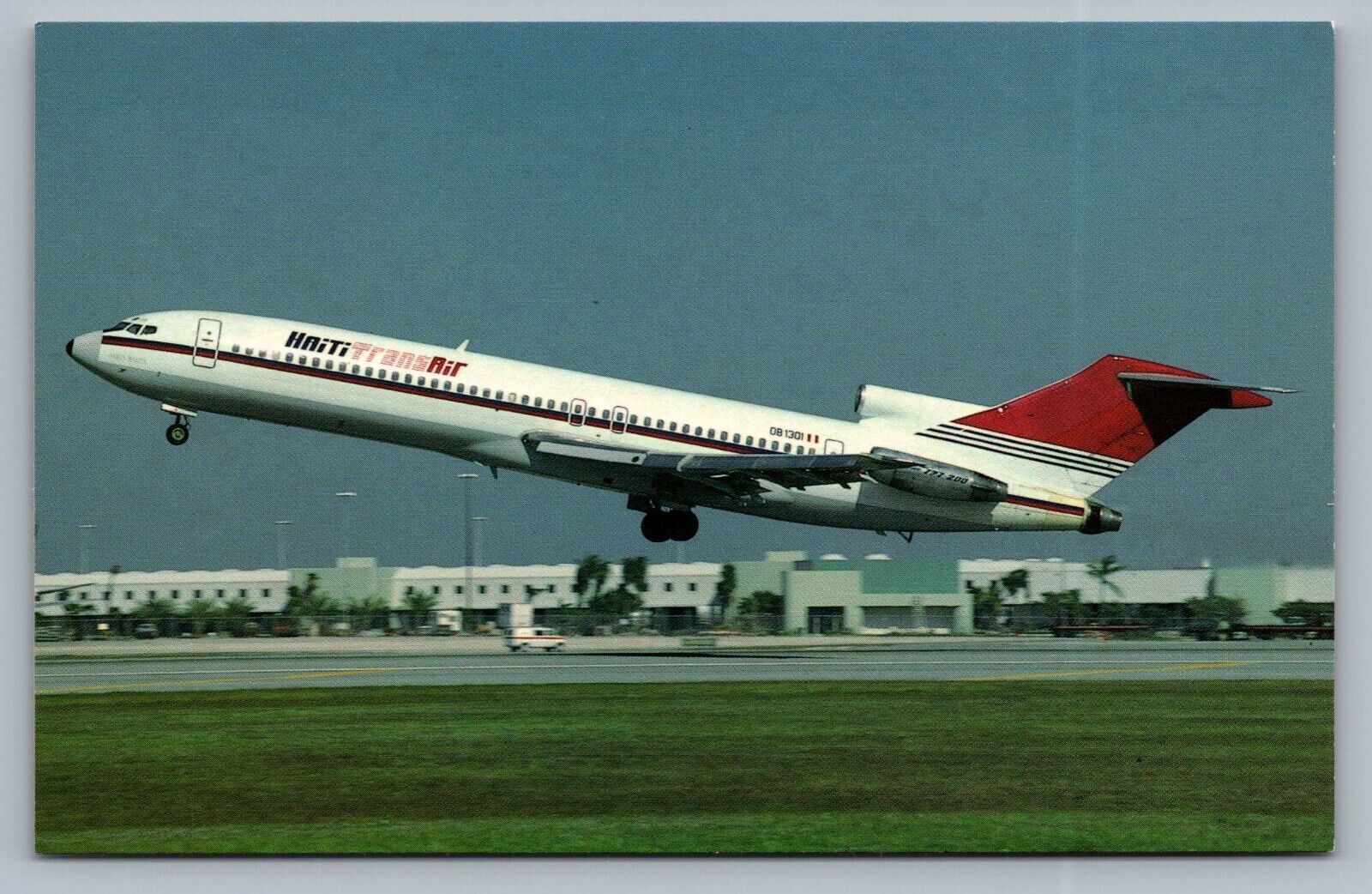 Haiti Trans Air Boeing B-727-247 OB-1301 Airplane Miami Intl Airport Postcard P9