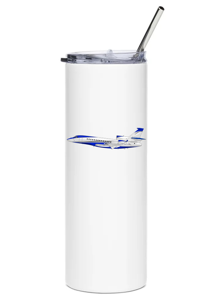 Dassault Falcon 7X Stainless Steel Water Tumbler with straw - 20oz.