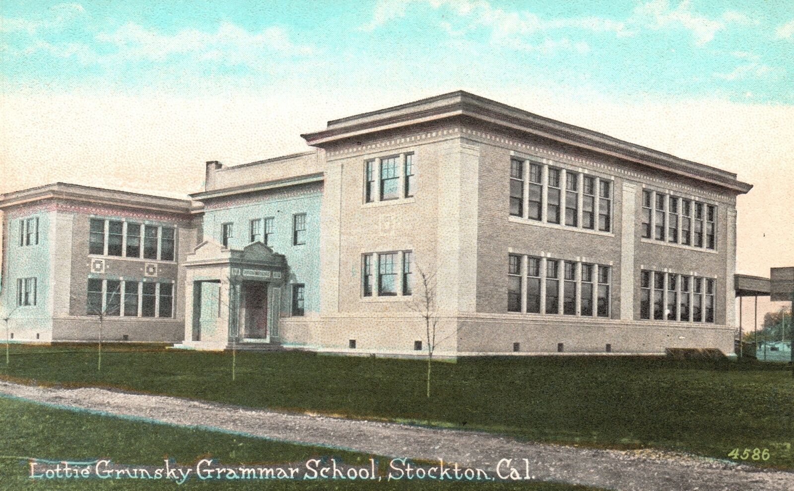 Vintage Postcard Lottie Grunsky Grammar School Stockton California Pacific Pub