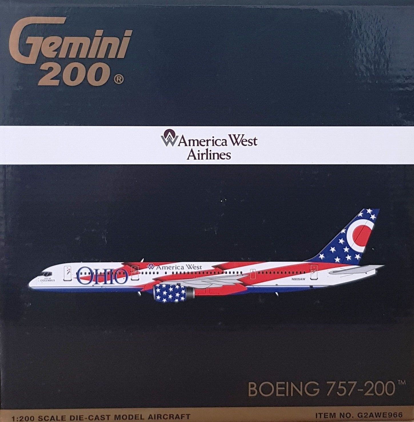 Gemini Jets 1/200 G2AWE966 Boeing 757-200 America West Airlines City of Columbus