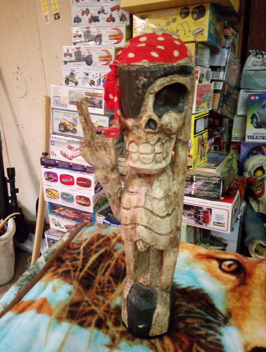 Hand Carved Wooden Pirate Skeleton 