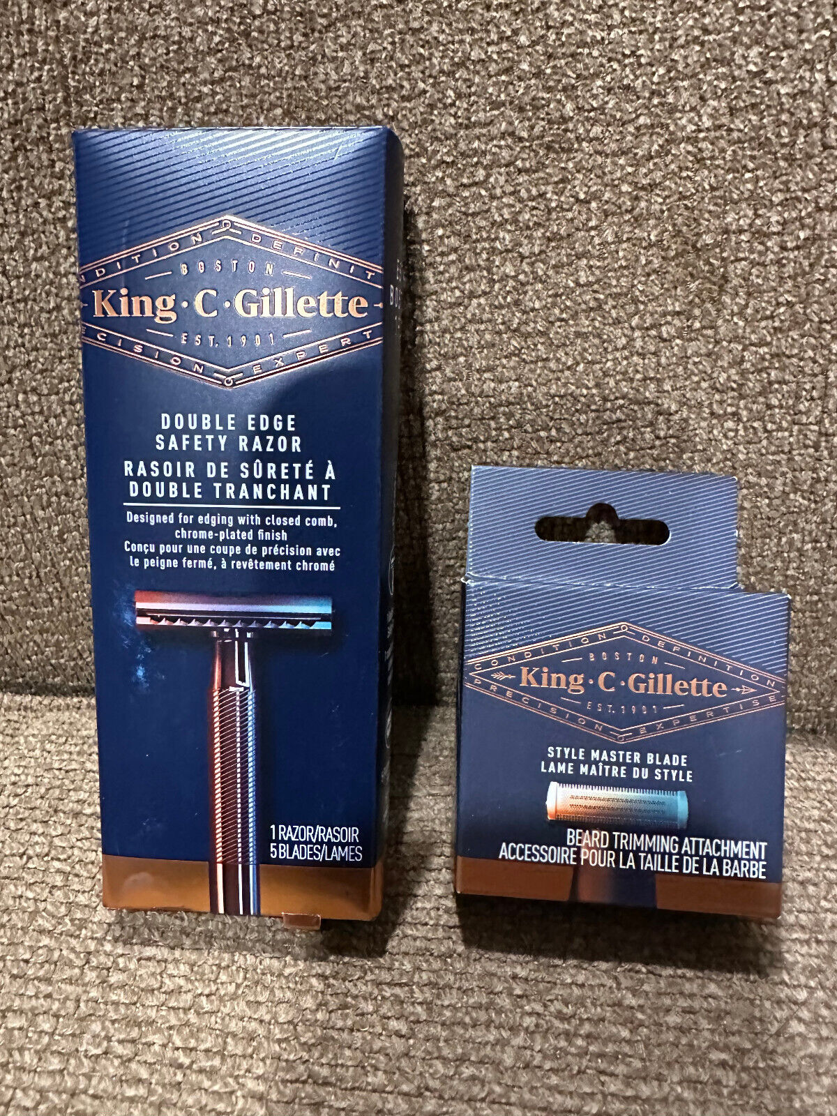 KING C GILLETTE Men s Double Edge Safety Razor with 5 blades ,style master blade