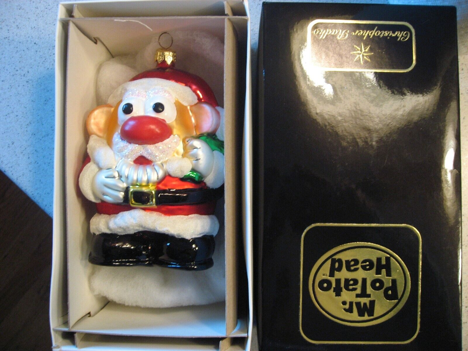 Vtg 1997 Christopher Radko Hasbro Mr. Potato Head Santa Glass Christmas Ornament