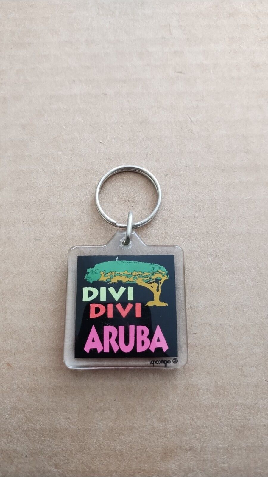 Vintage 90s Keychain Aruba Divi Divi Tree Key Chain Ring 1990s CU FOB KEYCHAIN 