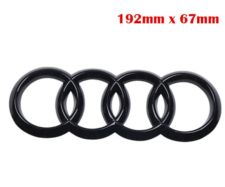 1X NEW Black Glossy Ring Ring Logo Emblems For Audi A1 A2 A3 A4 192mm x 67mm