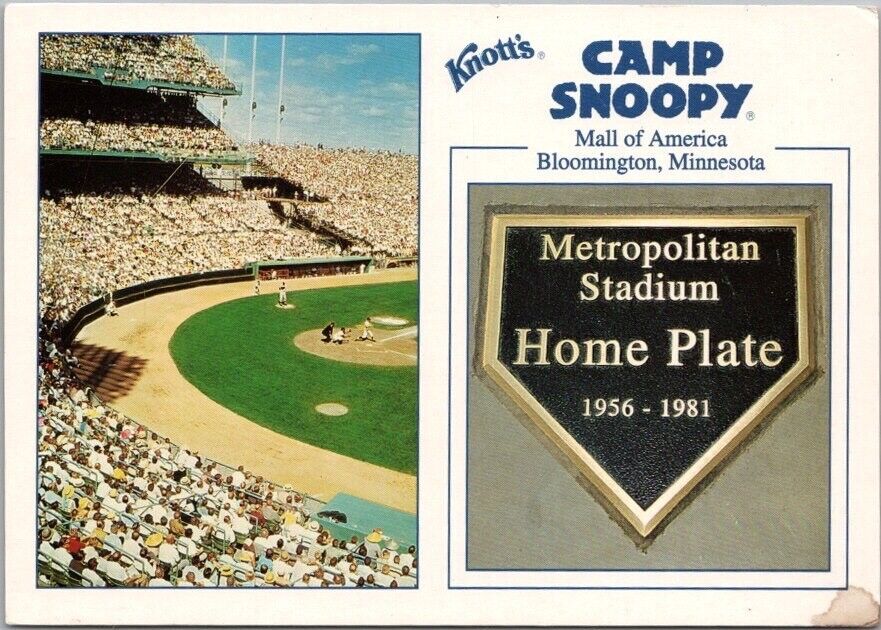 c1990s CAMP SNOOPY Mall of America Postcard Metropolitan Stadium Home Plate