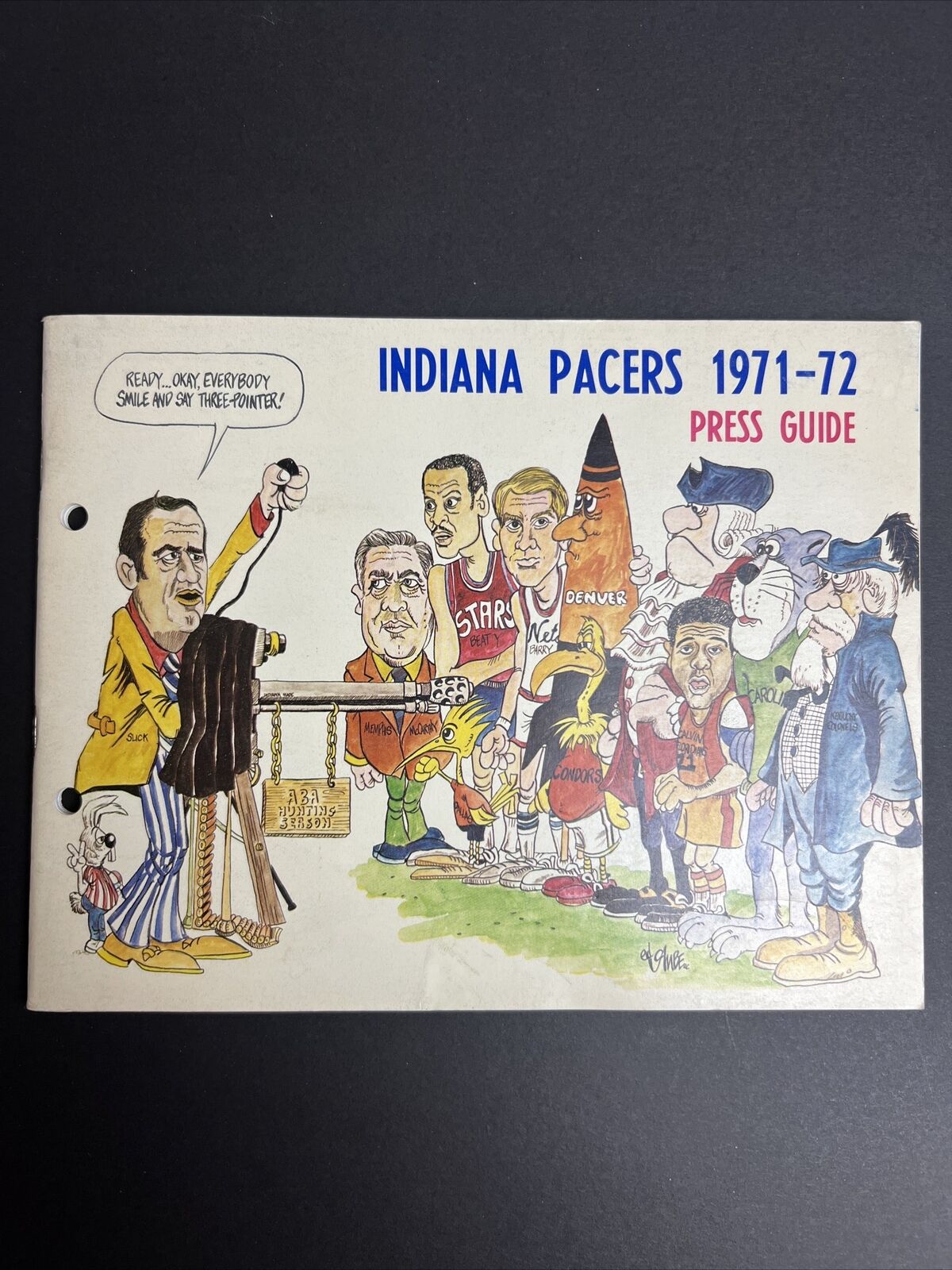 1971 Indiana Pacers ABA press guide Binder Holes Edition NM Rare Find Basketball