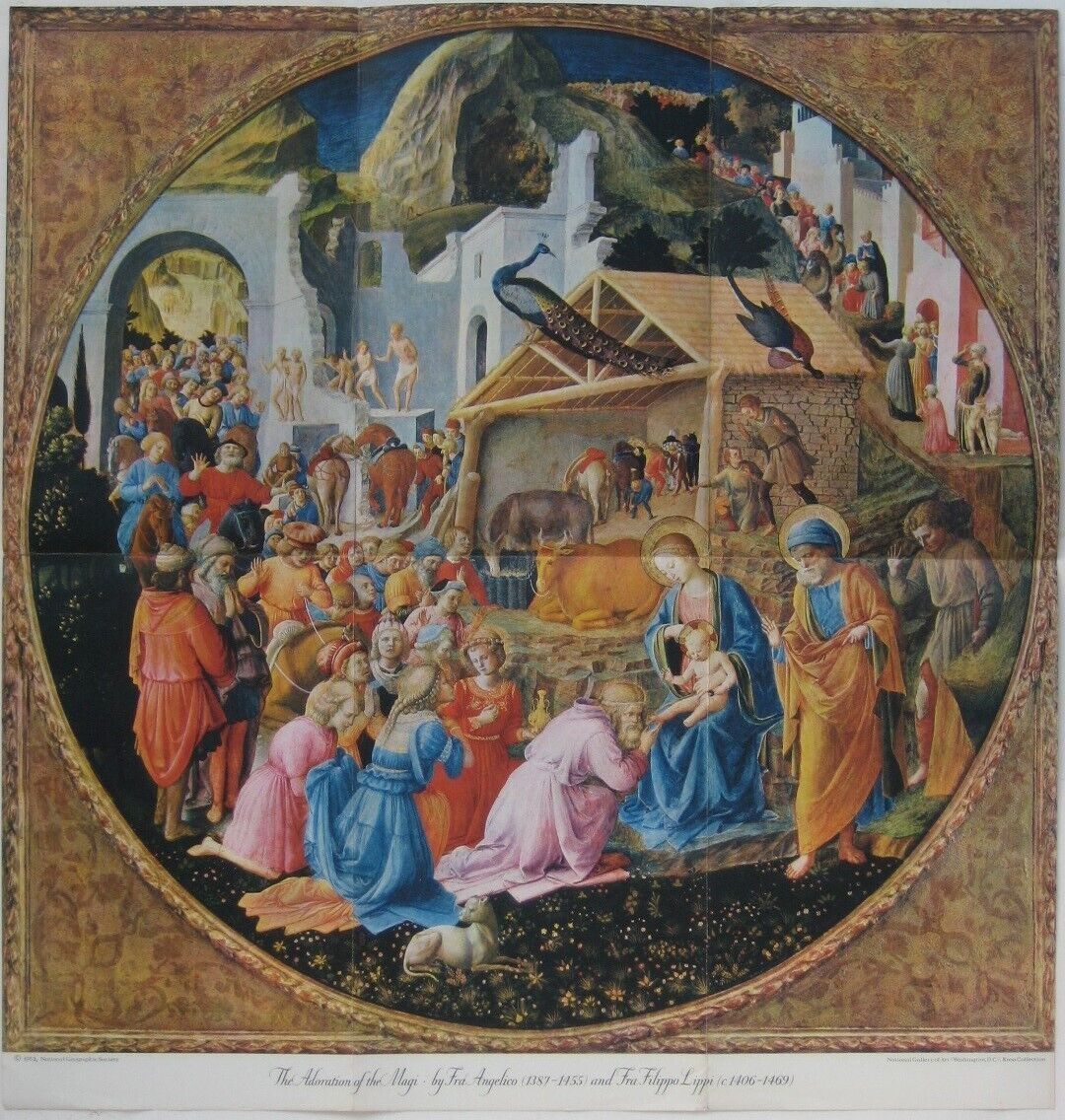 1952 National Geographic Poster ADORATION OF THE MAGI Fra Angelico Filippo Lippi