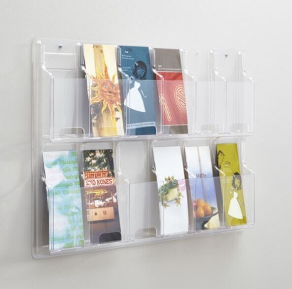 12 PAMPHLET, ACRYLIC LITERATURE WALL RACK