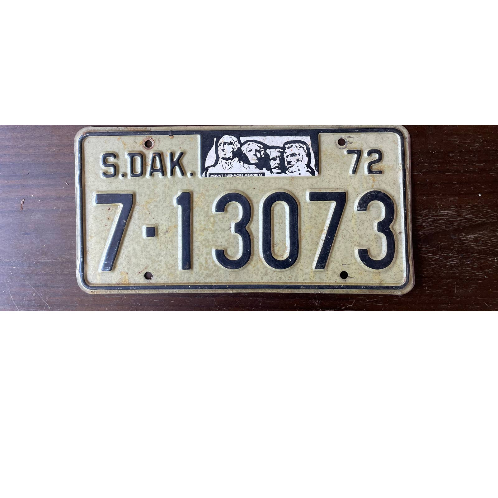 Vintage South Dakota 7 13073 license plate Mount Rushmore
