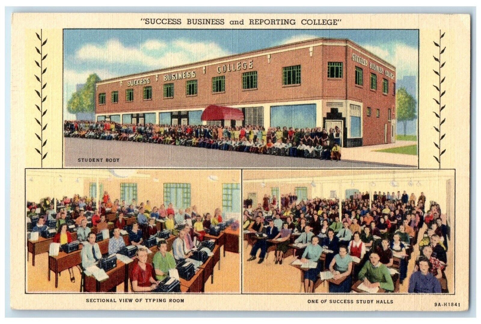 c1930\'s Success Business And Reporting College Denver CO Multiview Postcard