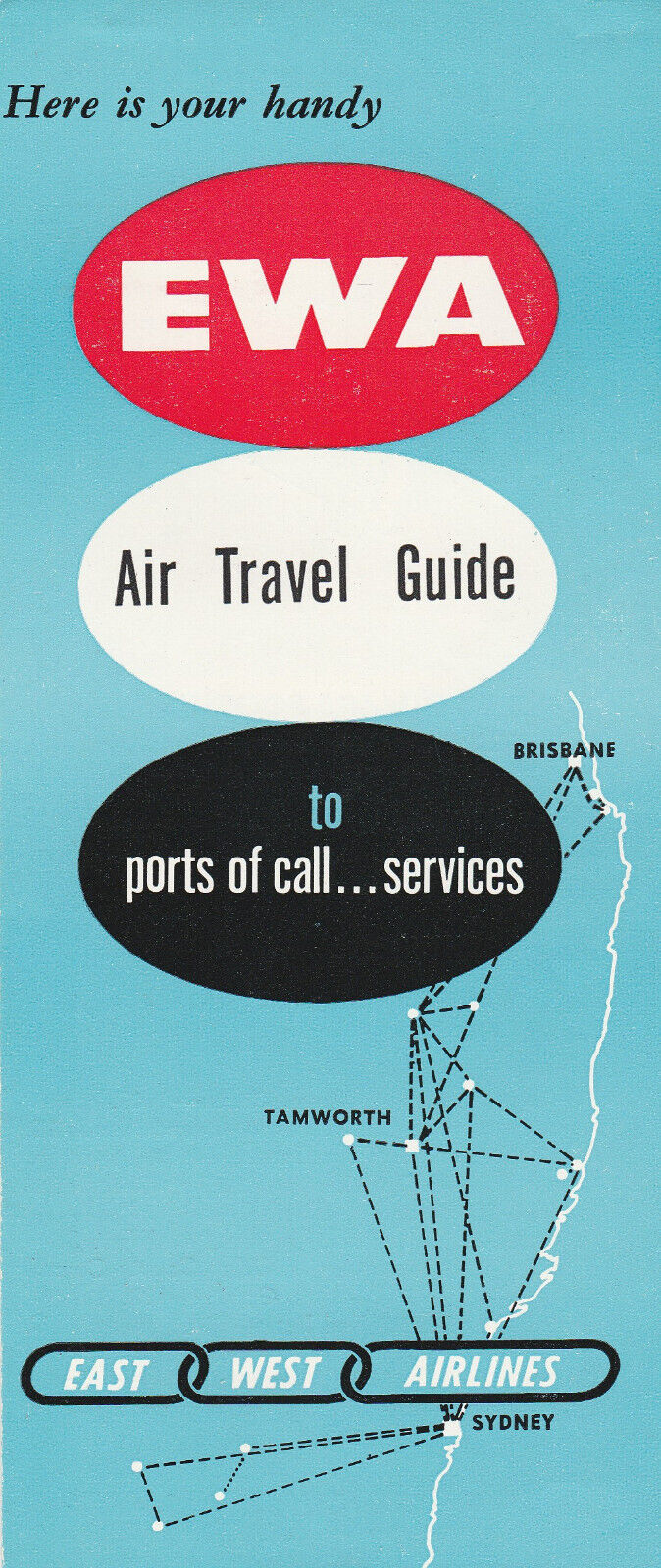 East West Airlines Australia Air Travel Guide brochure c1960
