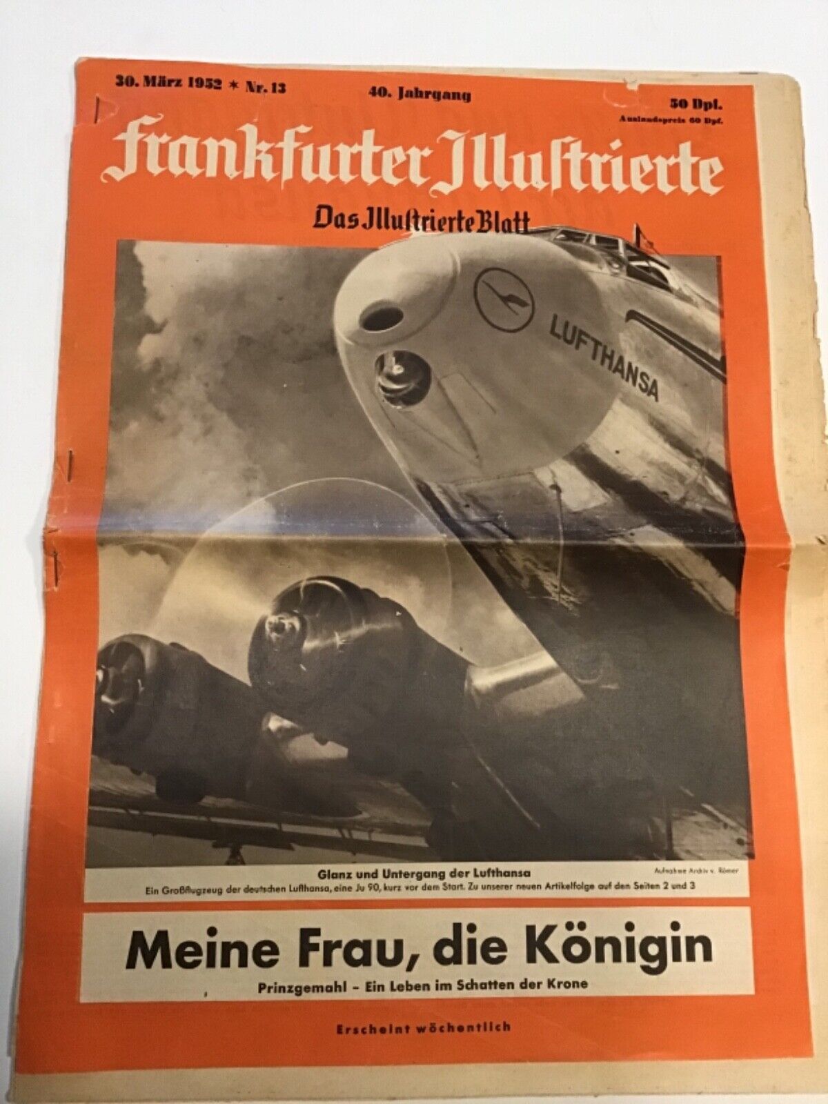 Glanz und Untergang der Lufthansa. 8-part Article Series in 1952 German magazine