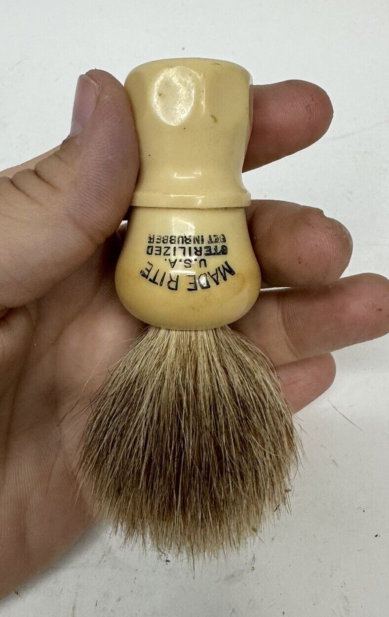 Vintage Shaving Cream Brush by Made Rite Pure Badger Made in USA