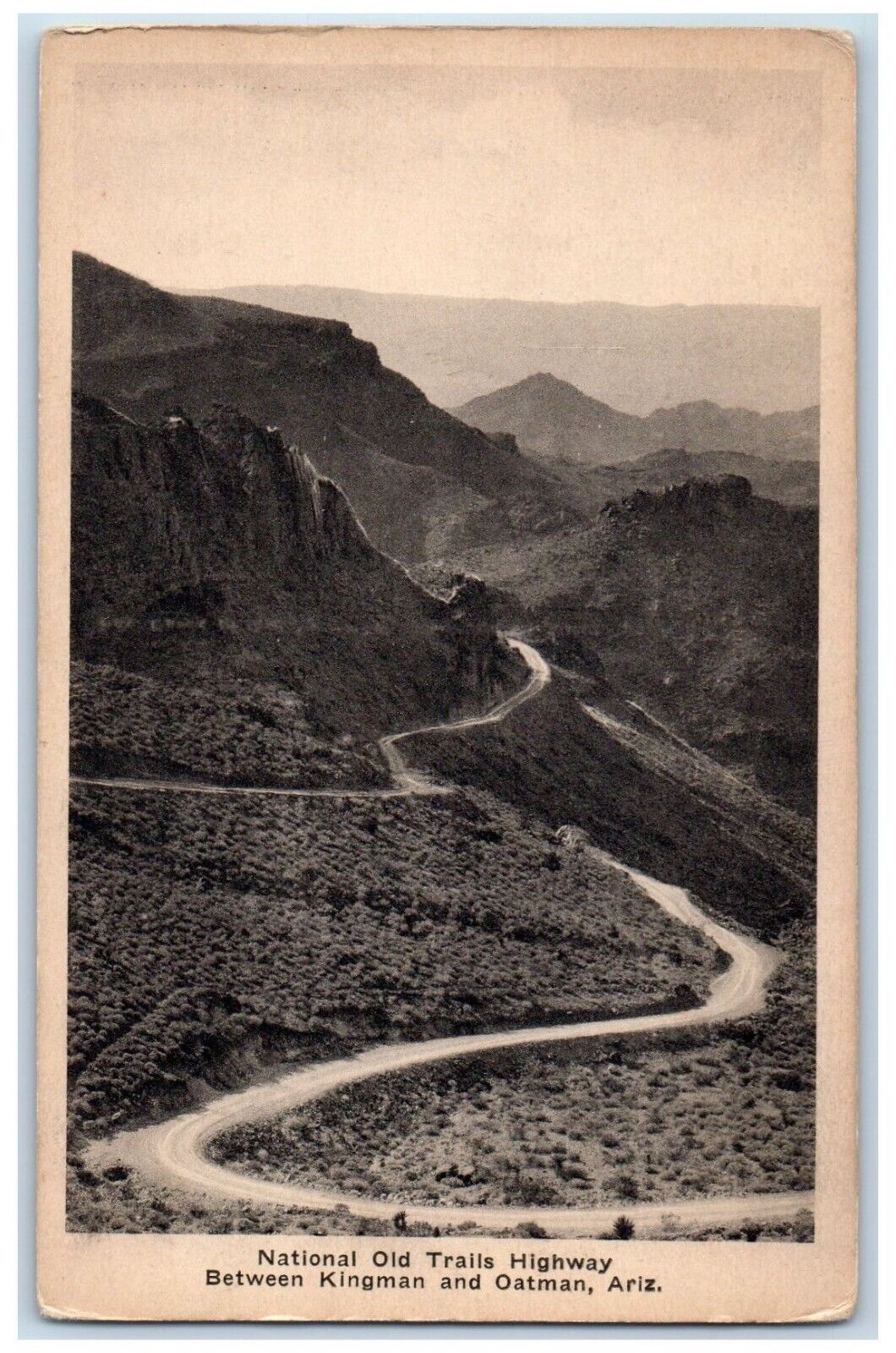 1930 National Old Trails Highway Between Kingman Oatman Arizona Vintage Postcard
